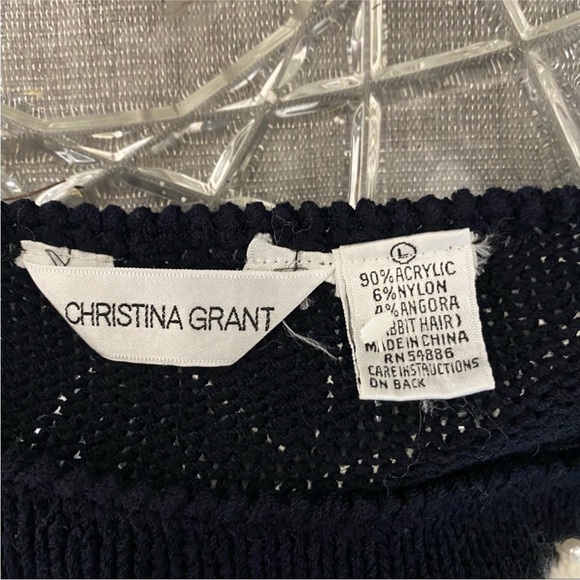 Vintage Black Pearl Ribbon Design Knit Sweater Size large - Picture 7 of 7